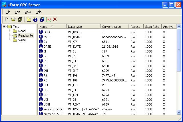 uForte OPC DA,AE,HDA Server for Custom D 2.0